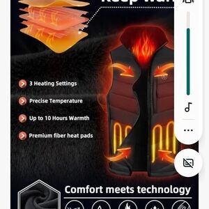 Black Heated Vest with Red Accents